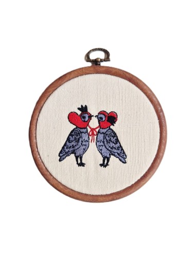 taborek z haftem zakochane gołębie